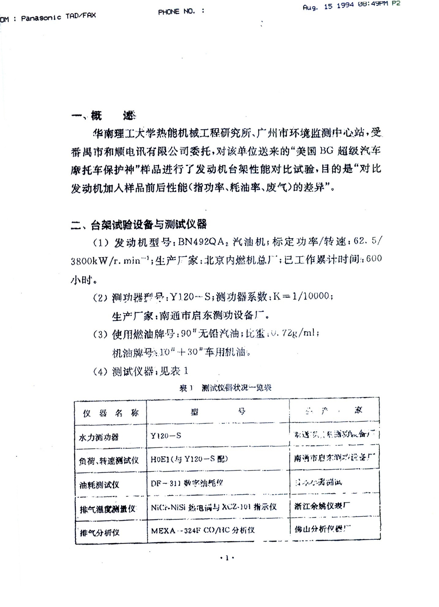BG改善尾气排放报告(二)